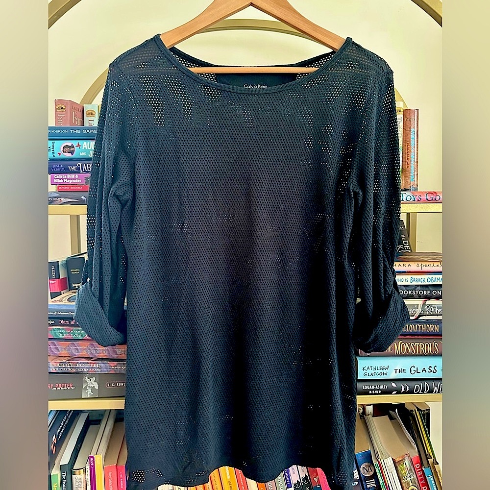 Calvin Klein Performance Black Long-Sleeve Mesh Top 👕🏃‍♀️